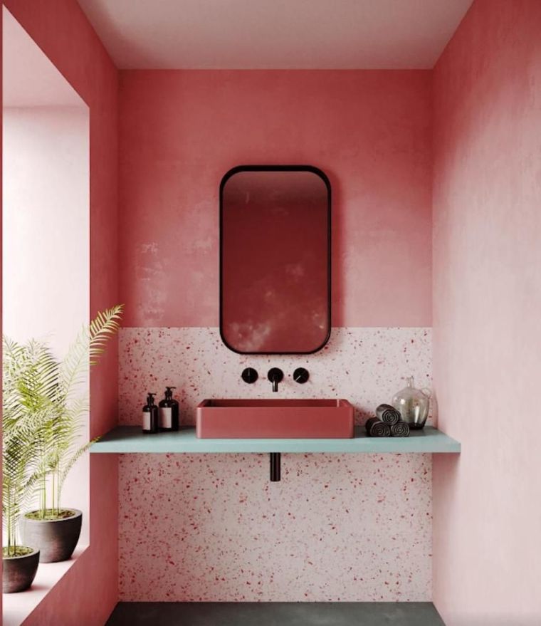 salle de bain en rose moderne 