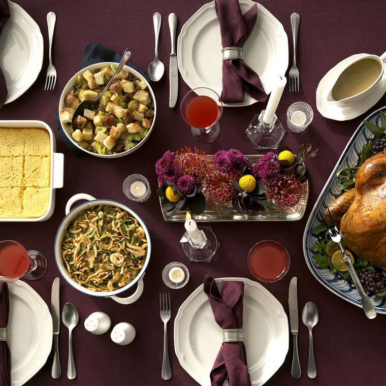 table dîner dinde thanksgiving
