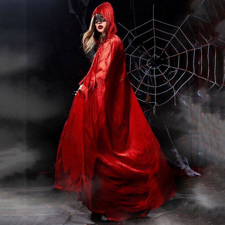 Women Gothic Tunic Middle Ages Dress Cloak Vintage style fashion halloween en rouge et noir