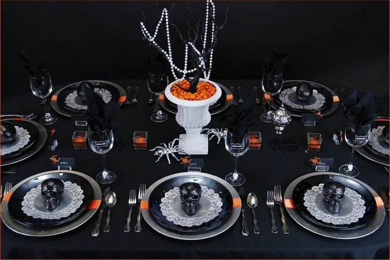 centre de table halloween noir et orange