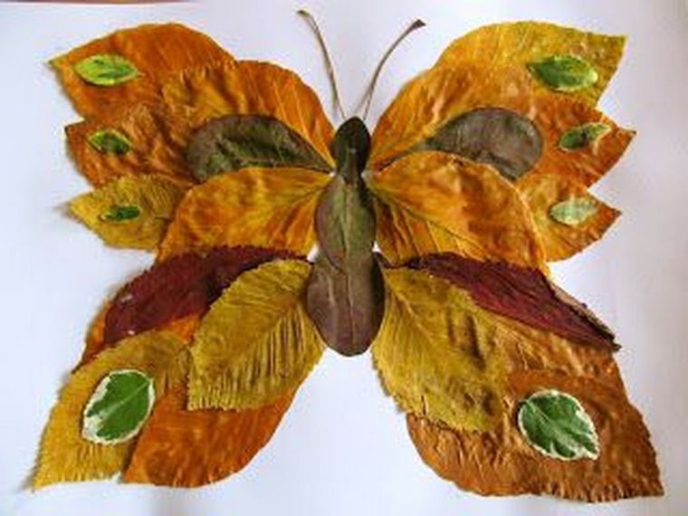 grand papillon créé feuilles