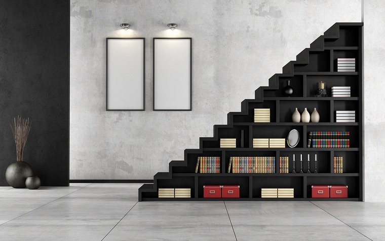 idée bibliothèque escalier maison