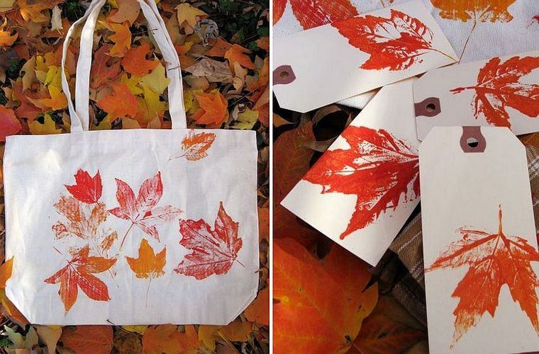 sacs décorés feuilles automnales