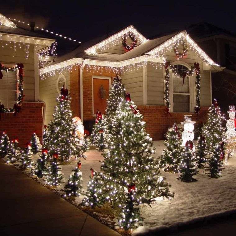 décoration avec arbres de Noël lumineux 
