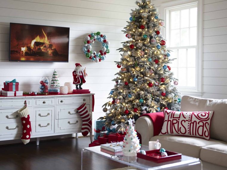 décoration de Noël intérieur en rouge et blanc 