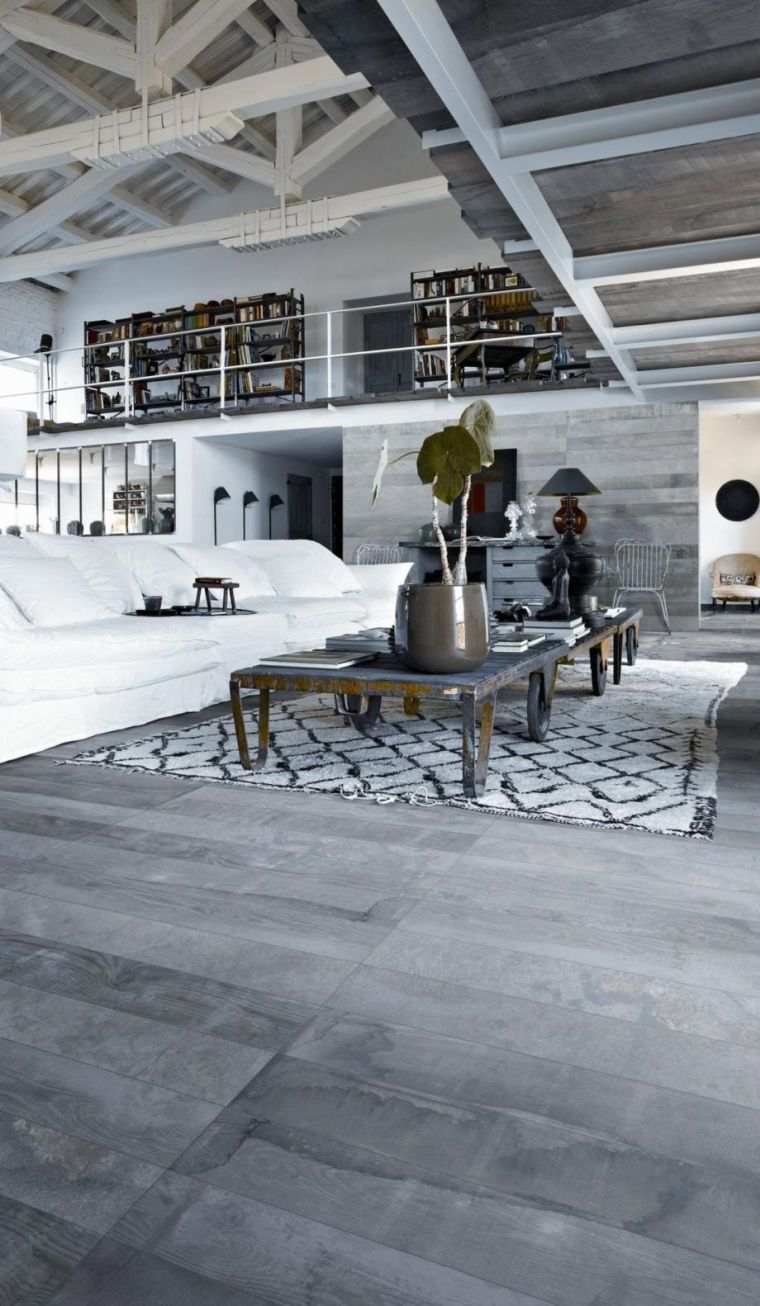 salon blanc avec sol gris 