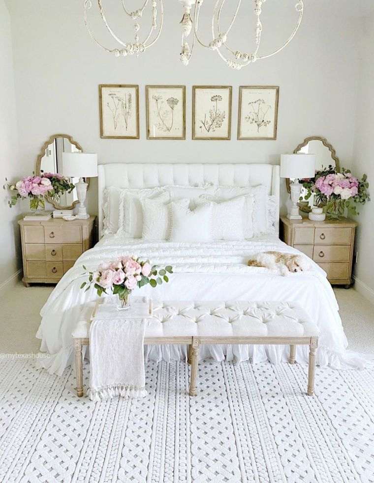 chambre à coucher style féminin blanche