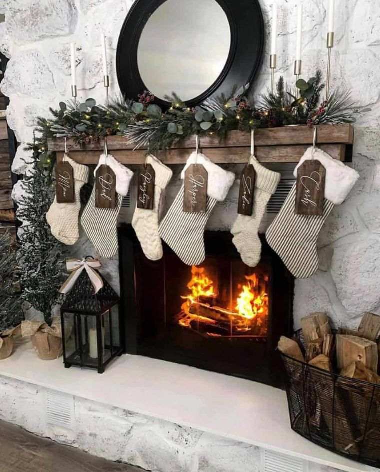 décoration de cheminée de Noël
