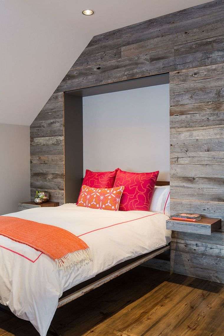 revetement mural bois use chambre a coucher