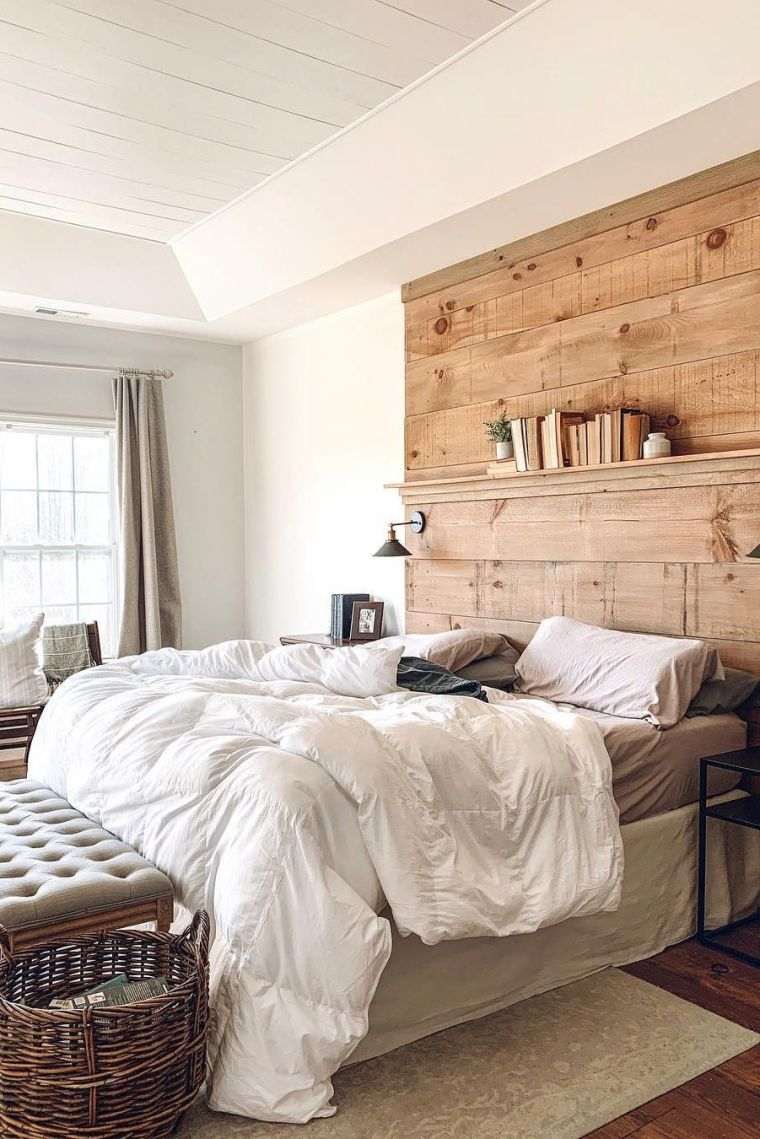 tête de lit design en bois