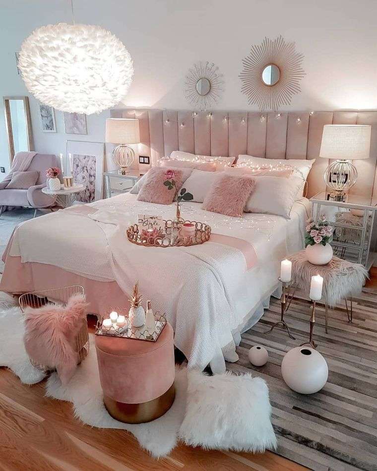 décoration de chambre en rose avec bougies 