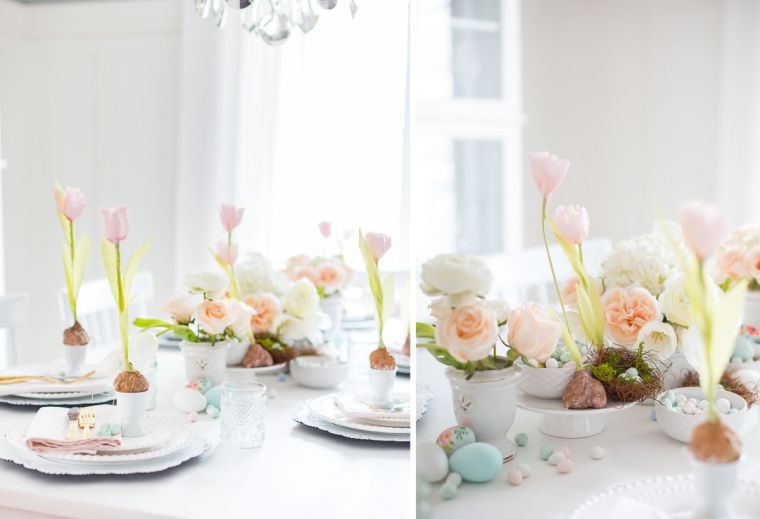 idée de déco de table avec fleurs de printemps 