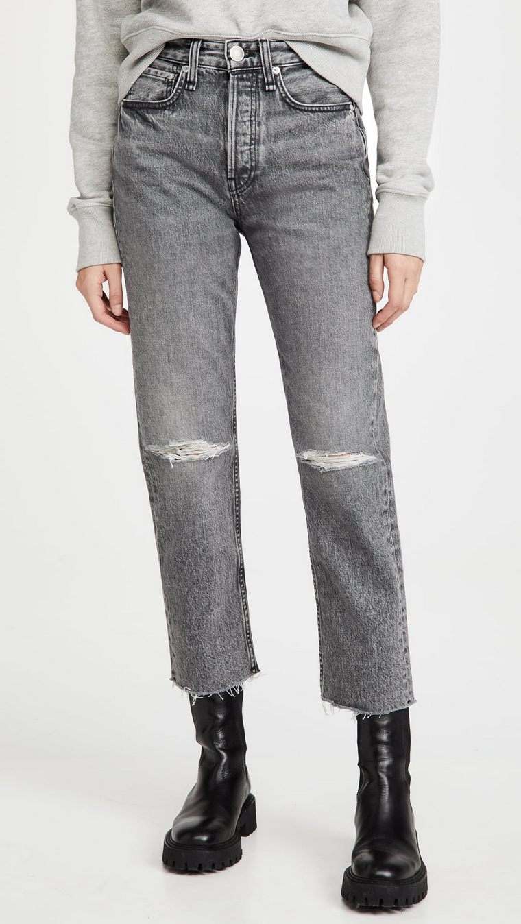 jeans gris mode printemps