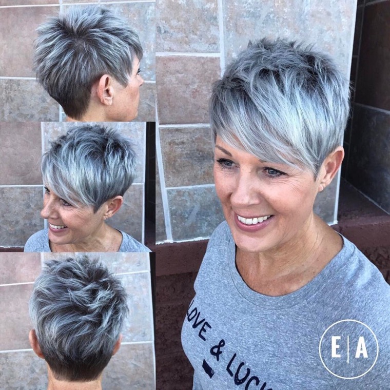 coupe court femme style scandinave cheveux gris pixie