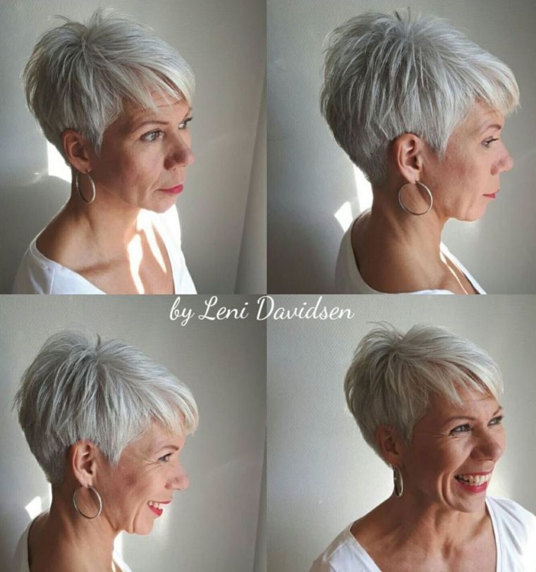 idée coupe courte cheveux gris avec piques