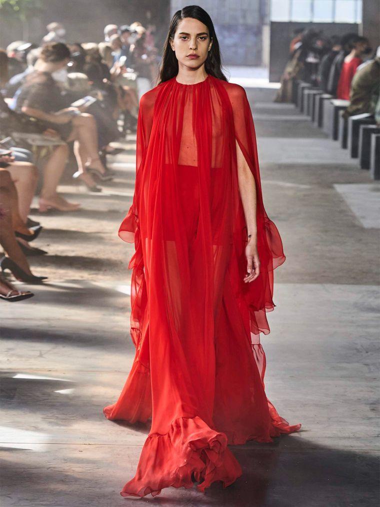 robe à volants femme en rouge 