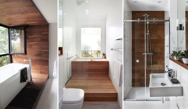 cabine de douche salle de bain bois idée
