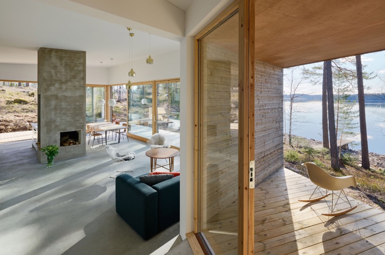 construction en bois design avec baie vitrée terrasse