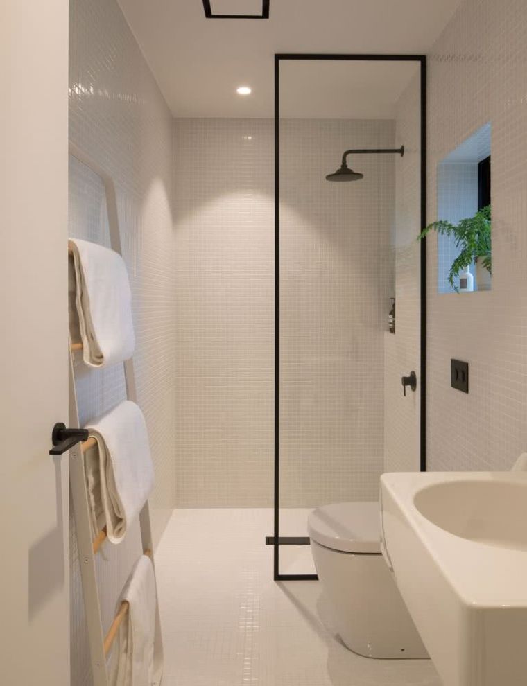 salle de bain avec paroi de douche