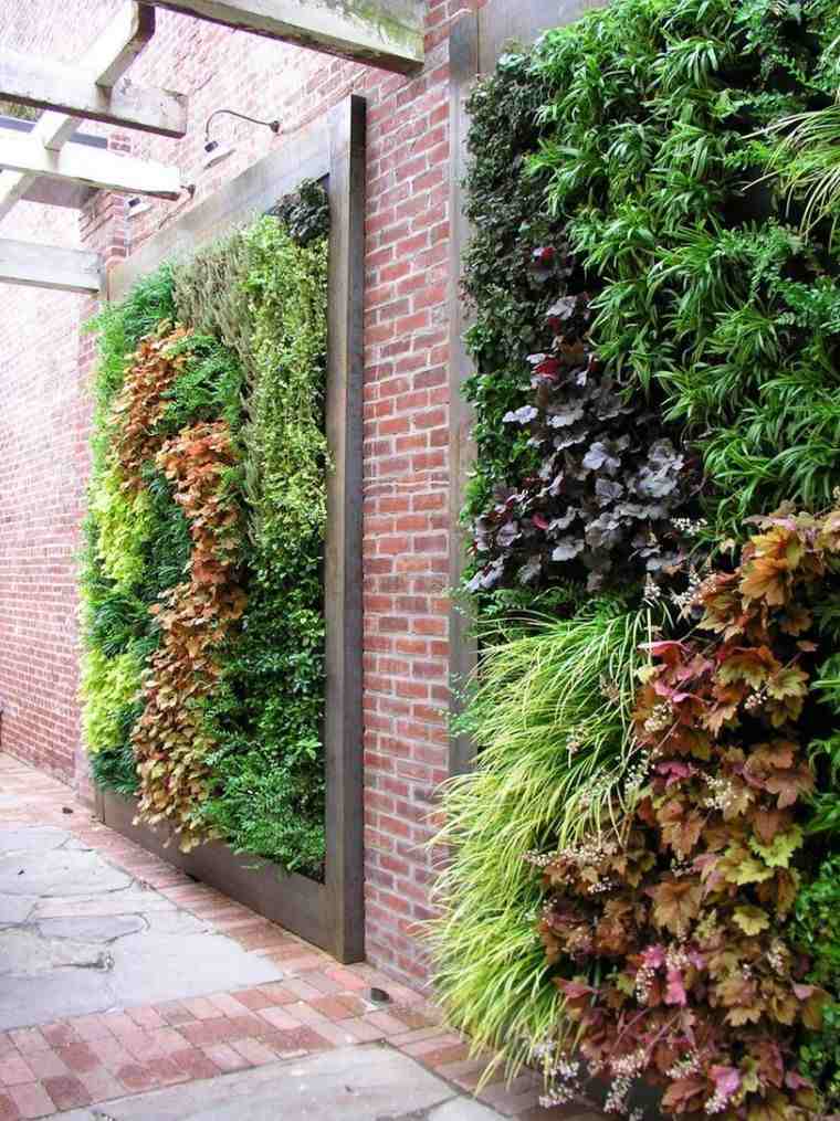 création d'un mur de jardin avec plantes vertes 