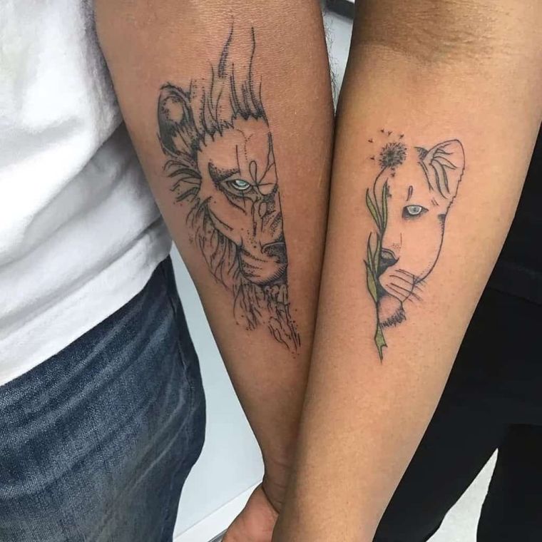 tatouage de couple avec des animaux 