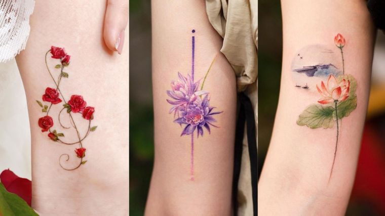 tatouage tendance 2021 avec des fleurs 
