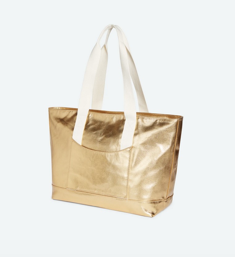 golden woman beach bag
