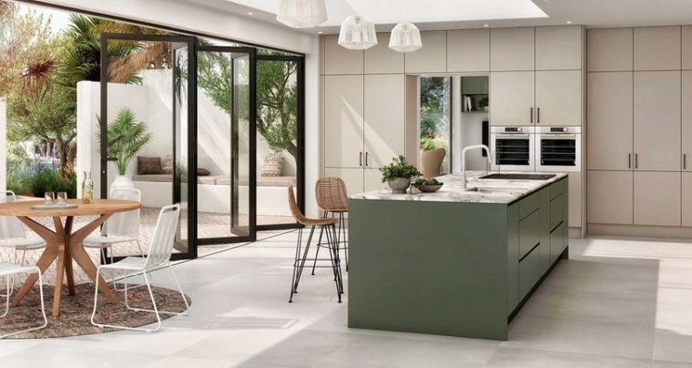 creer votre cuisine design minimaliste ilot vert