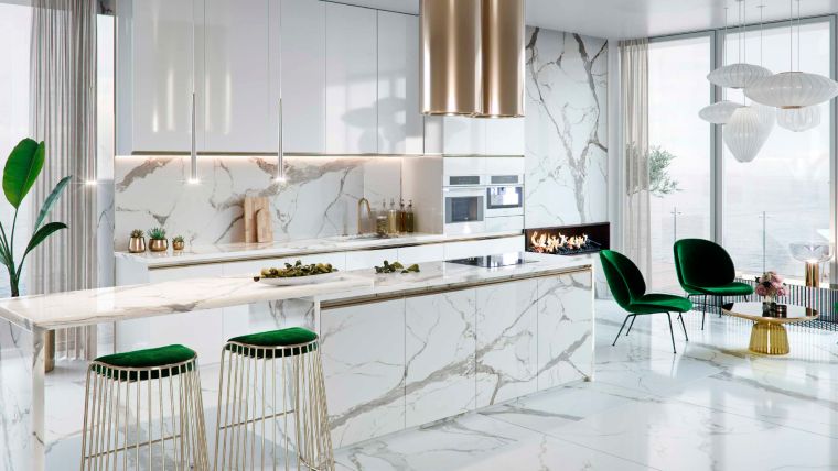 cuisine élégante moderne en marbre 