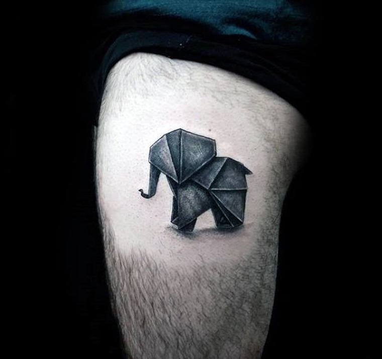 tatouage origami éléphant