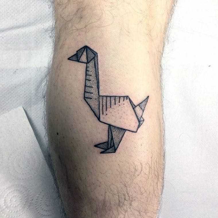 oiseau origami tatouage 