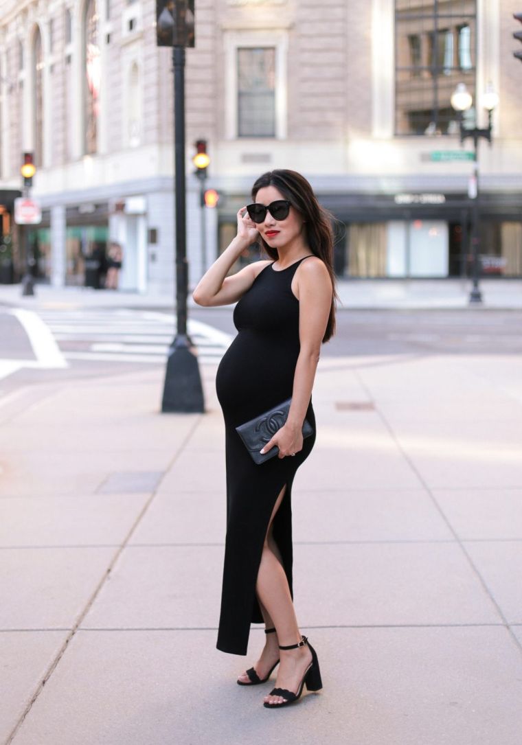 robe longue noire pour la grossesse 