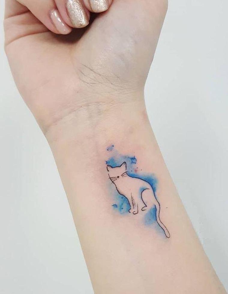 tatouage à la mode chat 