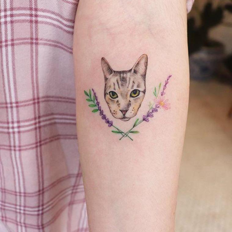 tête de chat tatouage