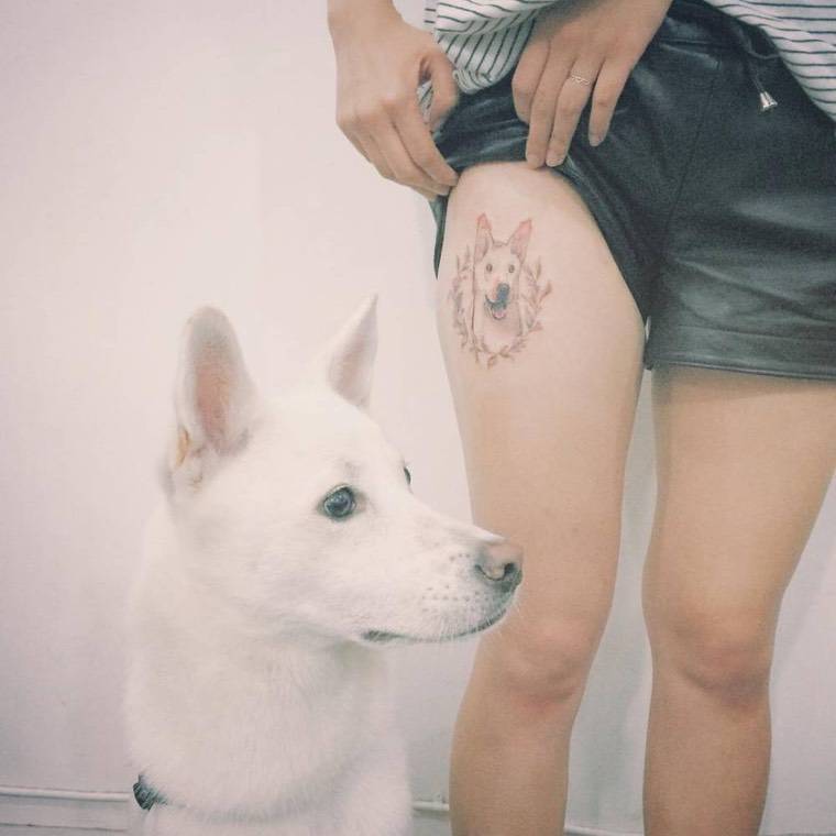 jambe tatouage chien idée