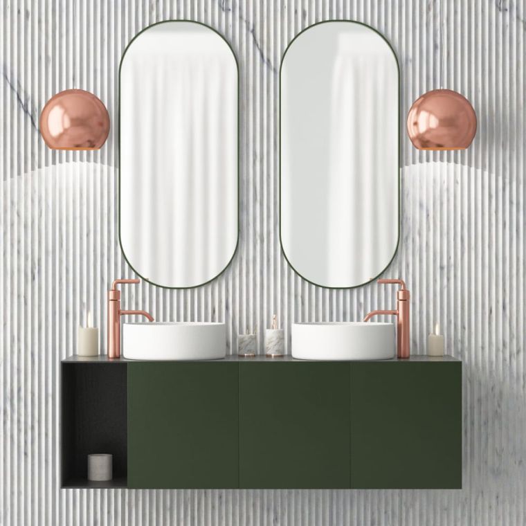 déco de salle de bain moderne avec luminauires 