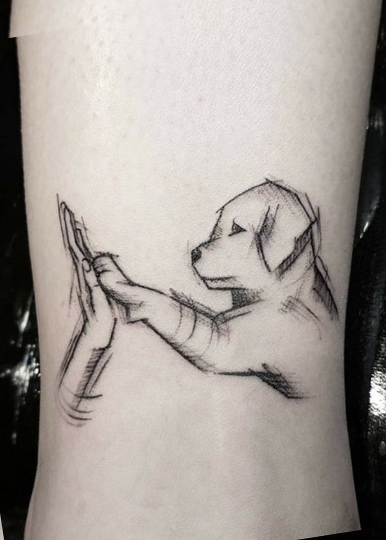 tatouage chien minimaliste