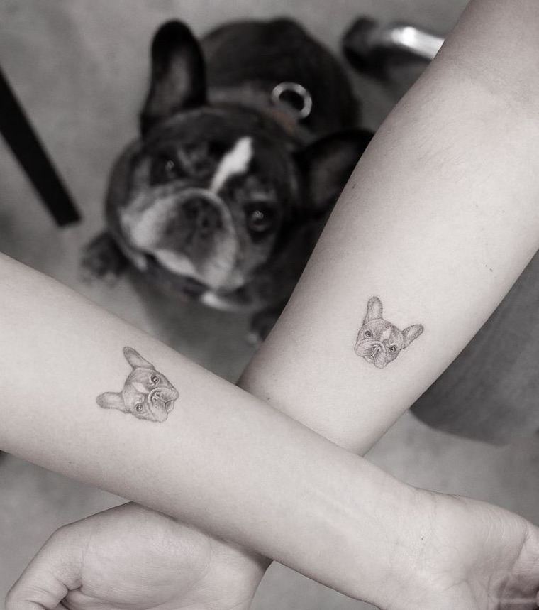 tatouage chien couple