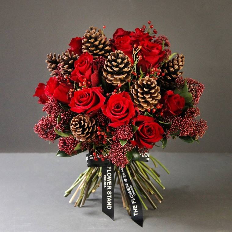 bouquet de noel pins roses
