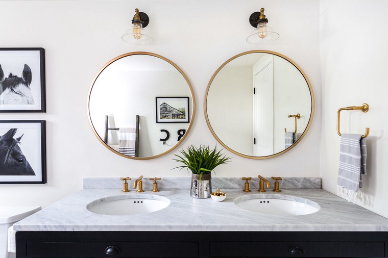 double miroir rond salle de bain