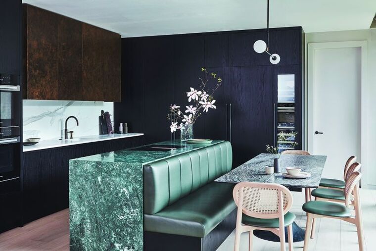 marbre vert design cuisine moderne