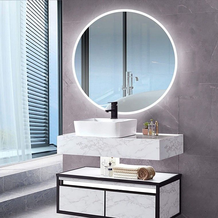 miroir rond led salle bain moderne