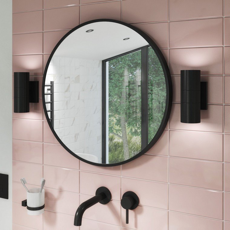 miroir rond salle de bain cadre noir