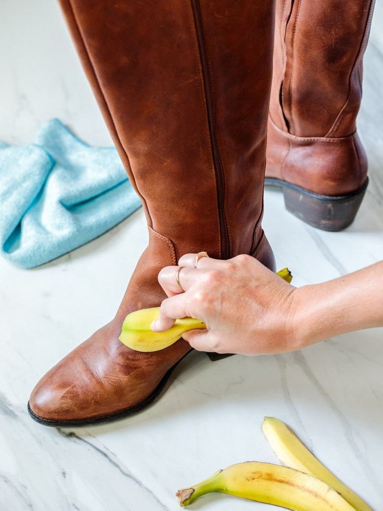 chaussures en cuir eclat banane