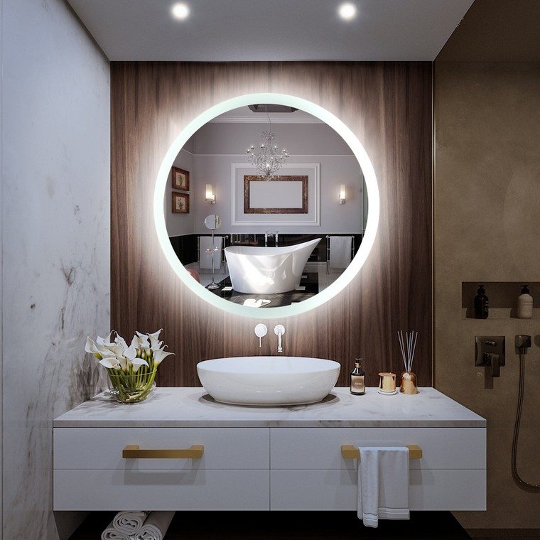 salle de bain marbre miroir led