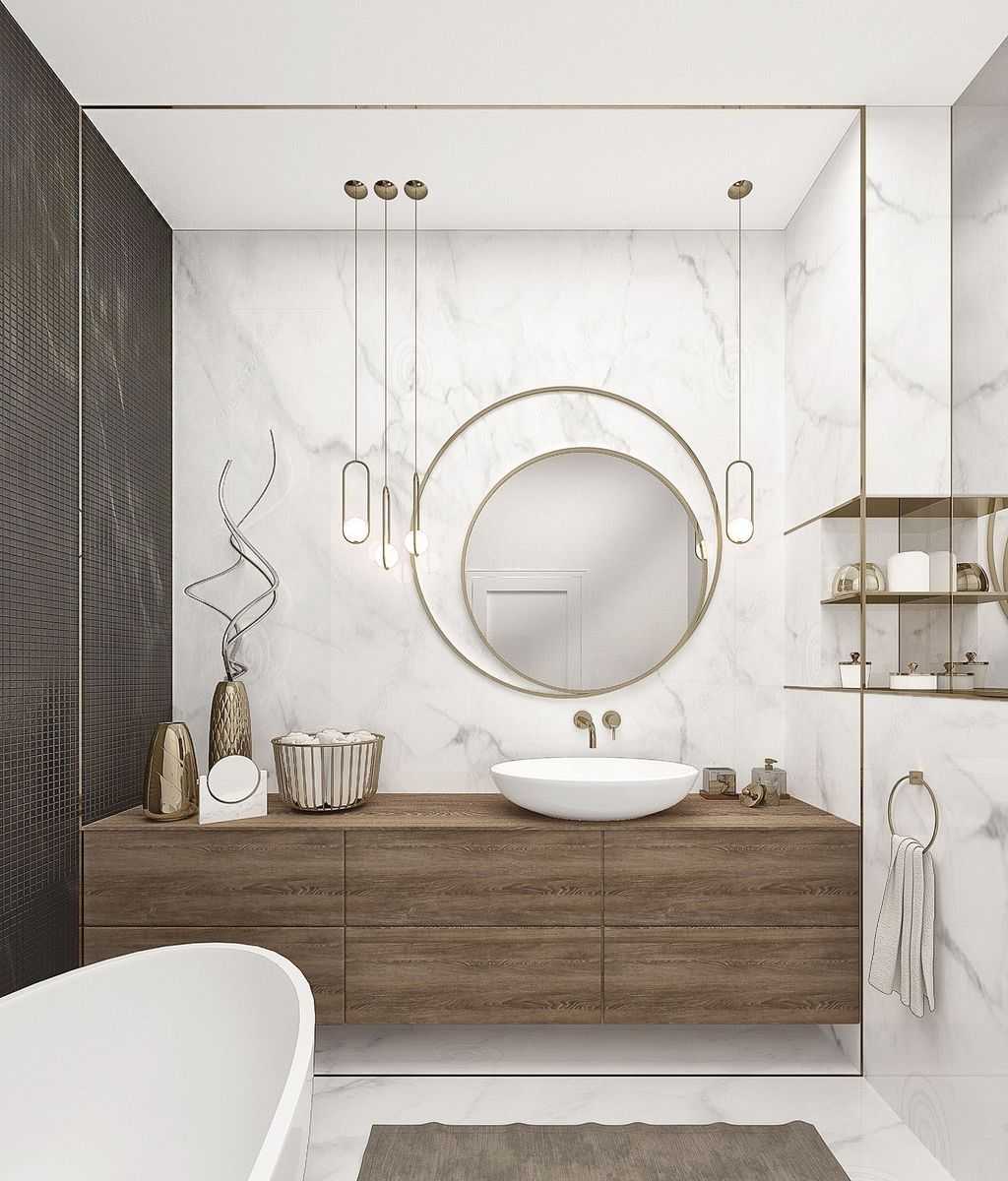 salle de bain de design contemporain avec miroir intéressant