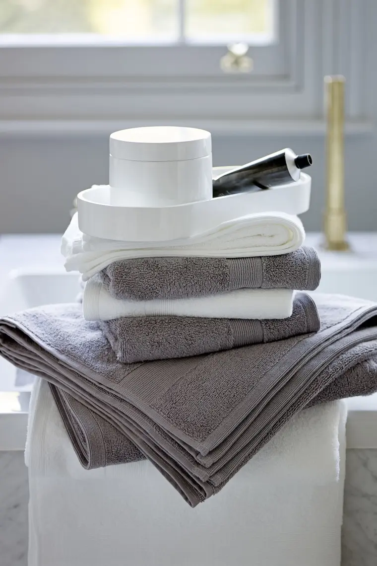 rangement serviettes salle de bain compotoir