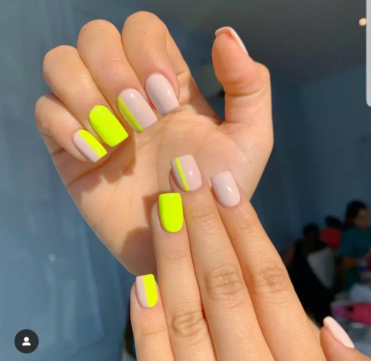 déco ongles nail art en jaune néon 