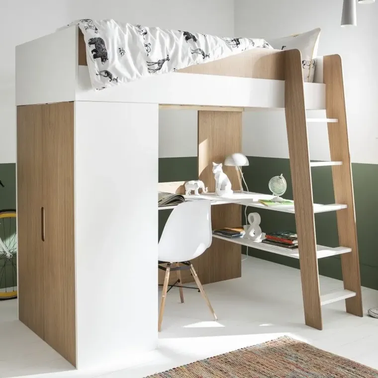 lit mezzanine avec armoire enfant