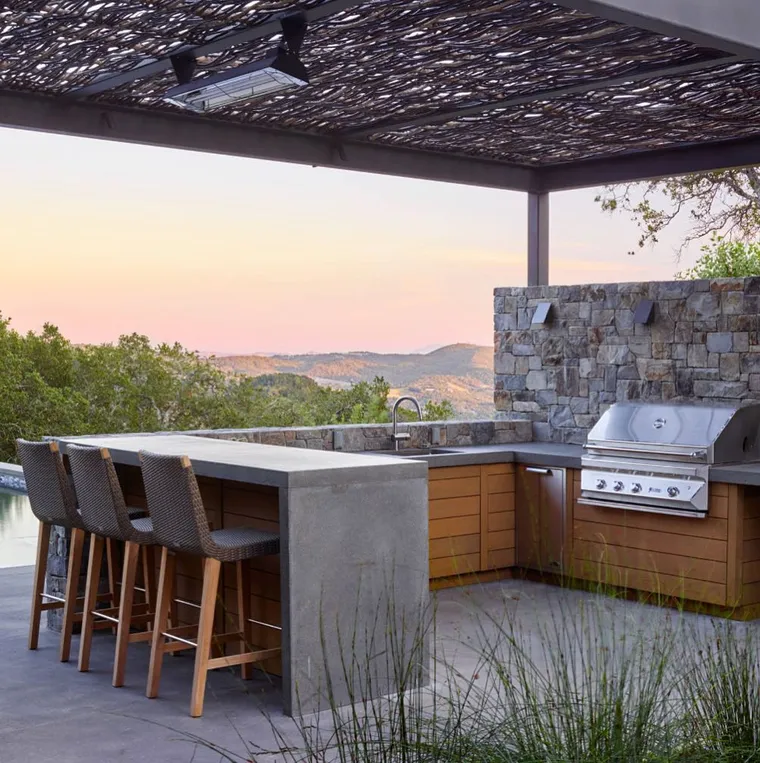 Modern outdoor summer kitchen pergola